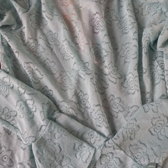 Foam Green Intimately Free People Night Shirt SzL Flared Cuffs Deep V Back - Picture 3 of 5